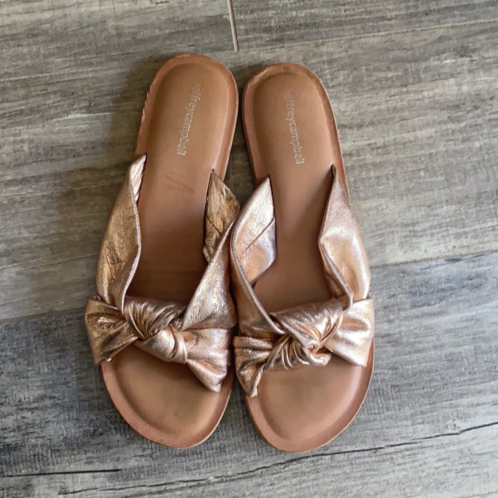 JEFFREY CAMPBELL Women Zocalo Slide Sandal.  Shows some wear / size 10